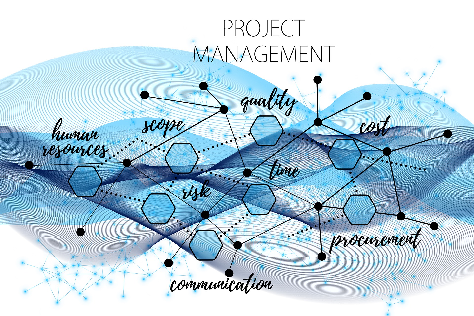 Project management components graphic to help explain what does a project manager do